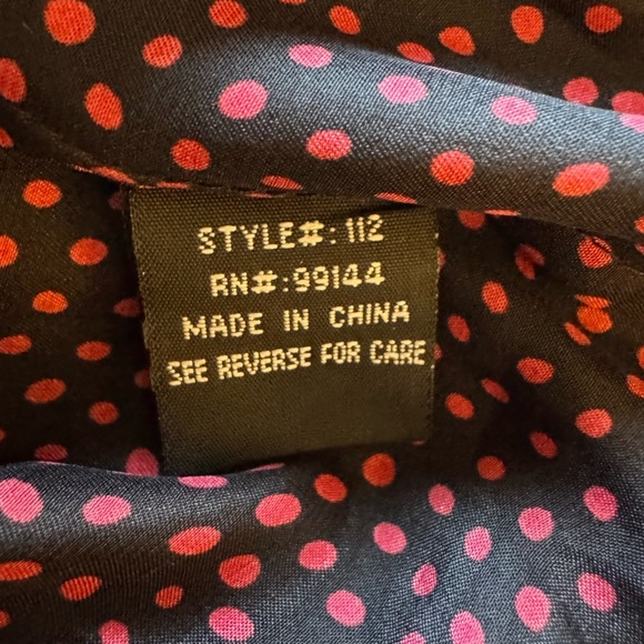 Shirt Dress Large Lapis Pink Polka Dot Black Long Vintage Apparel NWT - Picture 9 of 12